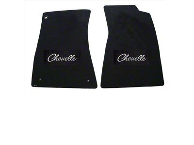 1968-69 Chevelle Lloyds Black Front Floor Mats Silver Chevelle Logo