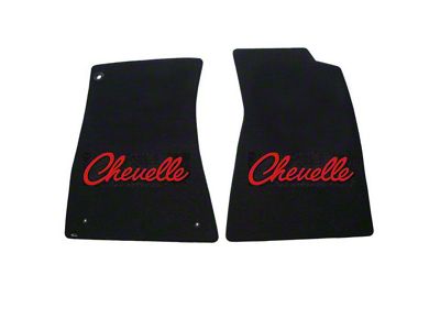 1968-69 Chevelle Lloyds Ultimat Black Front Floor Mats Red Chevelle Logo