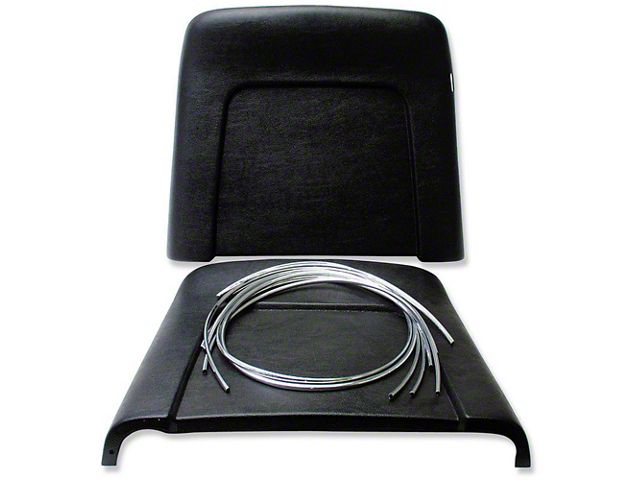 1968 Chevelle Bucket Seat Back Shells, Black, With Chrome Trim