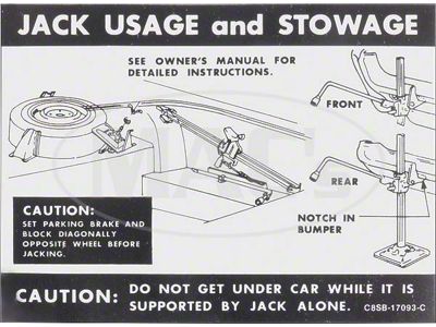 1968 Thunderbird Jacking Instructions