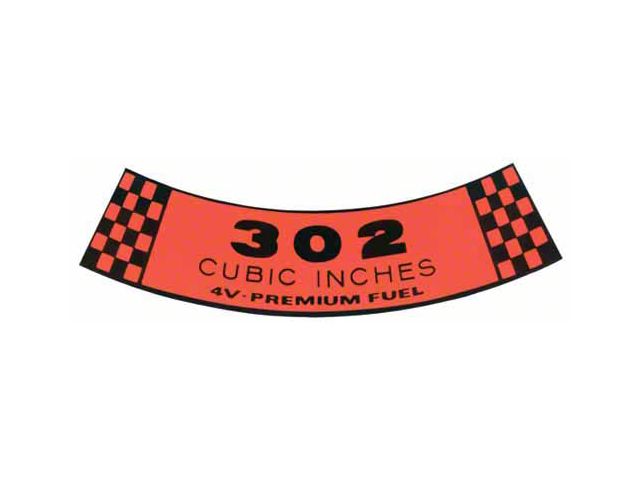 1968 Mustang Air Cleaner Decal, 302 4V Premium Fuel
