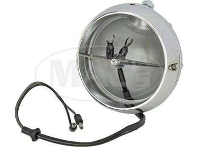 1968 Mustang Chrome Fog Light Housing Assembly with Silver Painted Back