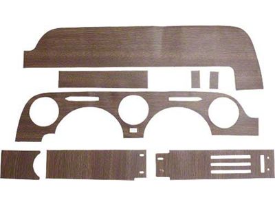 1968 Mustang Vinyl Wood Grain Dash Applique Set with Instrument Cluster Surround for Cars without A/C, 8 Pieces