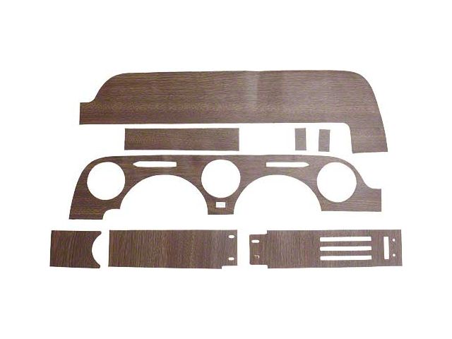 1968 Mustang Vinyl Wood Grain Dash Applique Set with Instrument Cluster Surround for Cars without A/C, 8 Pieces