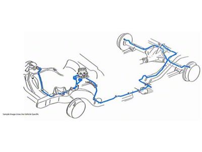 1968 Oldsmobile Cutlass/442/F85 Convertible Manual Drum Brake Line Set w/Wheel Lines 9pc, Stainless Steel