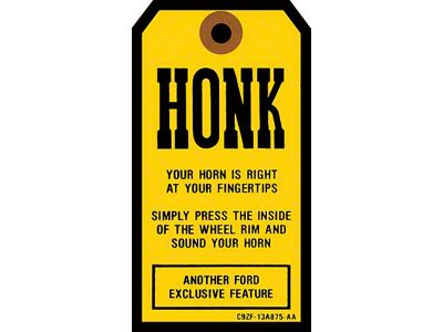 1969-1971 Mustang Steering Wheel Rim Blow Horn Ring Instruction Tag
