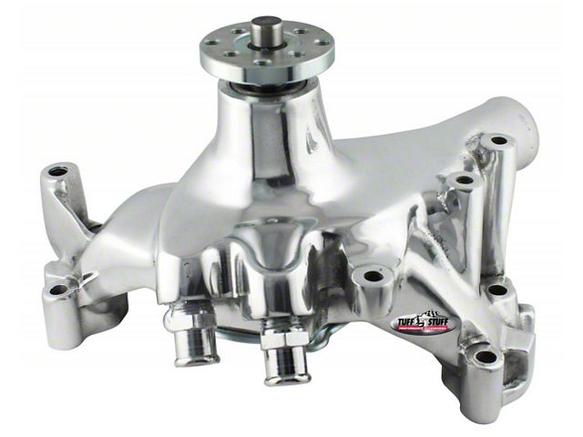 1969-1972 Chevrolet Camaro Platinum SuperCool Water Pump; 7.281 in. Hub Height; 5/8 in. Pilot; Long; Flat Smooth Top And 2 Threaded Water Ports; Chrome; 1459NA