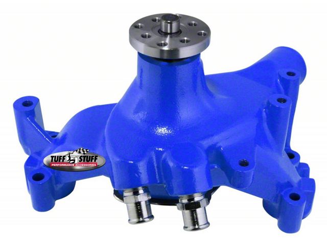1969-1972 Chevrolet Camaro SuperCool Water Pump; 7.281 in. Hub Height; 5/8 in. Pilot; Long; 2 Threaded Water Ports; Blue Powdercoat w/Chrome Accents; 1461NCBLUE