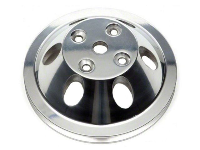 1969-1972 Chevelle & Malibu Water Pump Pulley, Small Block, Single Groove, Chromed Billet Aluminum, For Cars With Long Water Pump
