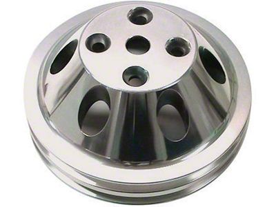 1969-1972 Chevelle Water Pump Pulley, Small Block, Double Groove, Polished Billet Aluminum, For Cars With Long Water Pump