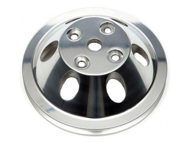 1969-1972 El Camino Water Pump Pulley, Small Block, Single Groove, Chromed Billet Aluminum, For Cars With Long Water Pump