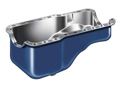 1969-1973 Mustang Oil Pan with Ford Blue Painted Finish, 351W V8