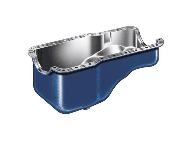 1969-1973 Mustang Oil Pan with Ford Blue Painted Finish, 351W V8