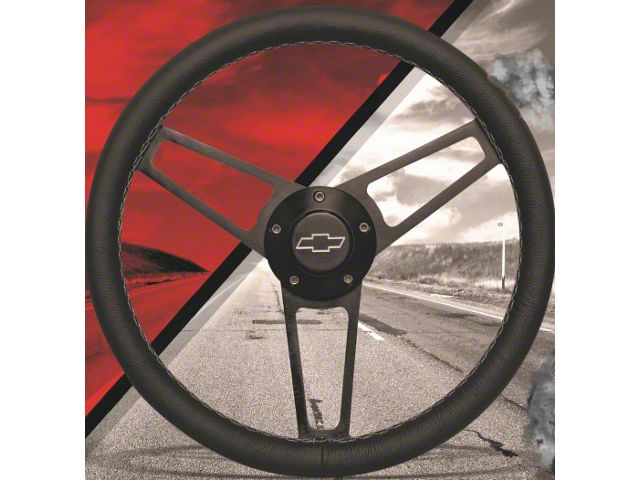 1969-94 Chevy GMC Steering Wheel Kit, Billet Aluminum Black Anodized Spoke