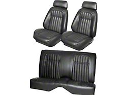 Deluxe Interior Front Bucket and Non-Fold Down Rear Bench Seat Upholstery Kit; Black Madrid Grain Vinyl (1969 Camaro Coupe)