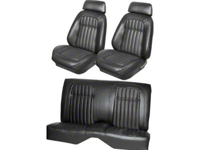 Deluxe Interior Front Bucket and Non-Fold Down Rear Bench Seat Upholstery Kit; Black Madrid Grain Vinyl (1969 Camaro Coupe)