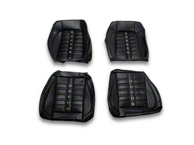 TMI 1969 Camaro Sport XR Front Only Upholstery, Black Vinyl, Black Suede w/Black Contrast Stitch, Grommets