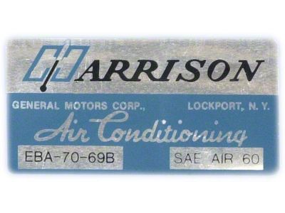1969 Corvette Air Conditioning Decal Heat Exchanger