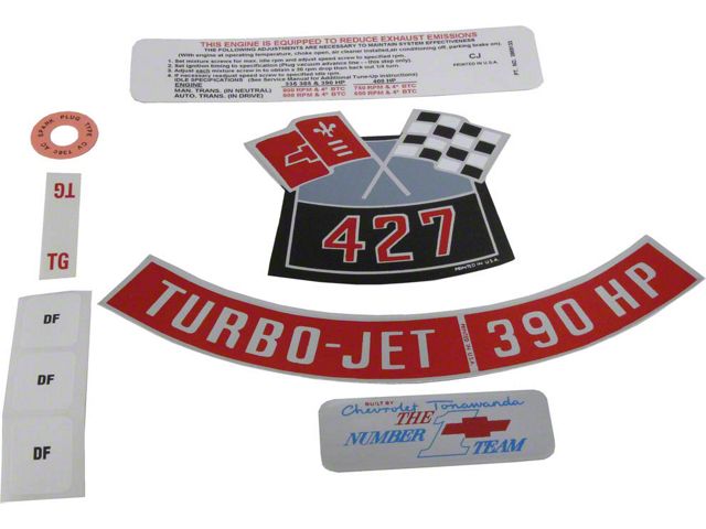 Engine Decal Set, With 390hp, 1969