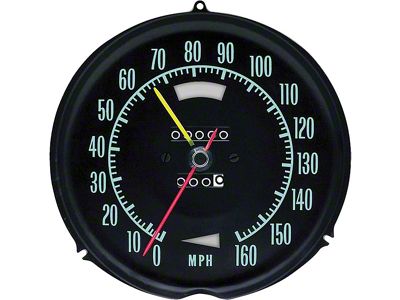 Speedometer, 160 MPH, W/Speed Warn & Green Letters, 1969