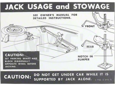 1969 Ford Thunderbird Jacking Instructions Decal