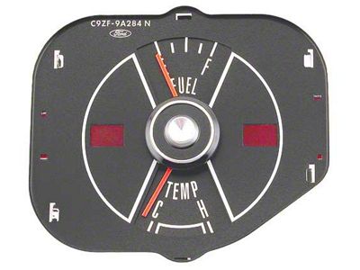 1969 Mustang Fuel and Temperature Gauge Assembly with Black Face
