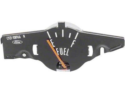 1969 Mustang Fuel Gauge with Black Face for Cars without Tachometer, Replaces Stamping C9ZF-10B966