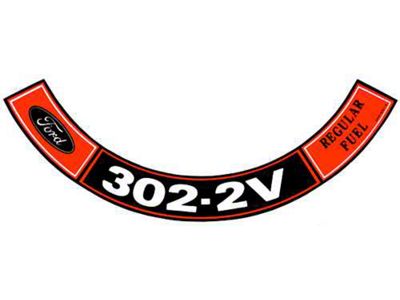 1970-1971 Mustang Air Cleaner Decal, 302 2V-Regular Fuel