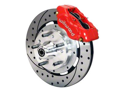 1970-1972 Monte Carlo Wilwood Forged Dynalite Brake Front Brake Kit - Red Powder Coat Caliper - SRP Drilled & Slotted Rotor