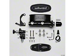 1970-1972 Monte Carlo Wilwood Master Cylinder Kit, Tandem, Black Electrocoated Aluminum, with Bracket & Valve, 1.00 Bore