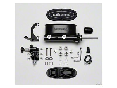 1970-1972 Monte Carlo Wilwood Master Cylinder Kit, Tandem, Black Electrocoated Aluminum, with Bracket & Valve, 15/16 Bore