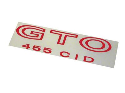 1970-1973 GTO 455 CID Decal 1pc - Red