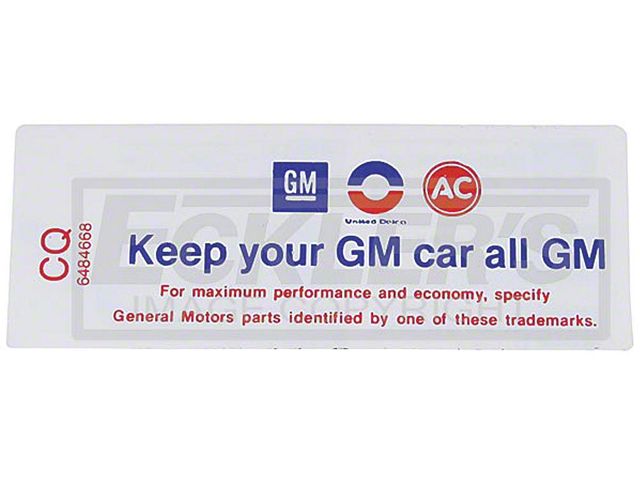 Air Cleaner Decals 70 350/250, Hp, Keep Your Gm All Gm