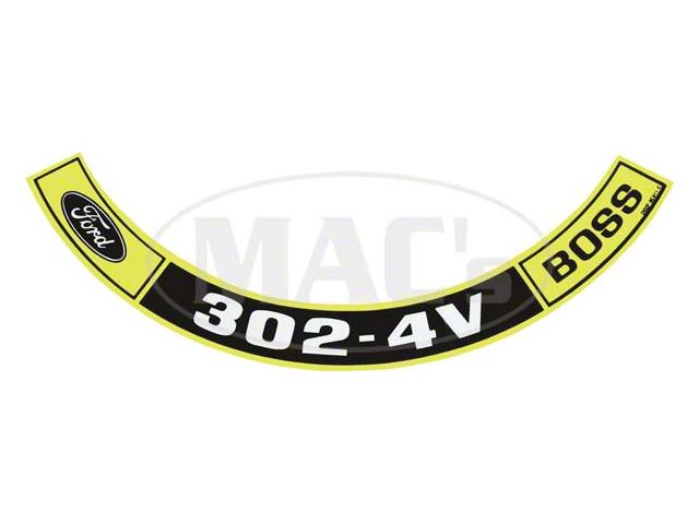 1970 Mustang Air Cleaner Decal, Boss 302-4V