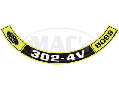 1970 Mustang Air Cleaner Decal, Boss 302-4V