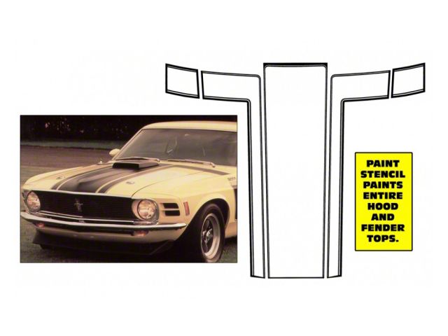 1970 Mustang Boss 302 Entire Hood Paint Stencil Kit