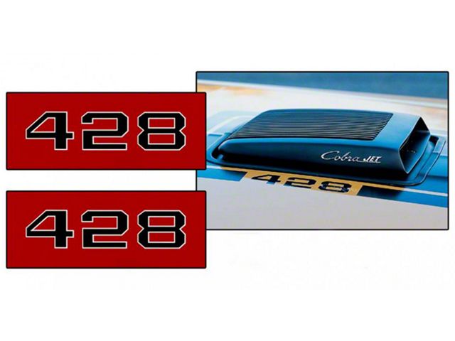 1970 Mustang Mach 1 428 Hood Decal Set, Two Color Decals