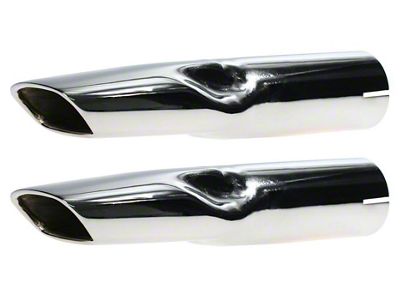 1970 Mustang Mach 1 Type Stainless Steel Exhaust Tips with Rolled Edges, Pair