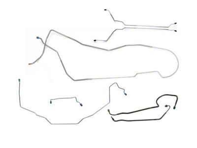 1971-1972 Pontiac GTO/ T-37/ LeMans Hardtop Manual Drum Complete Brake Line Set w/ Wheel Lines 9pc, OE Steel