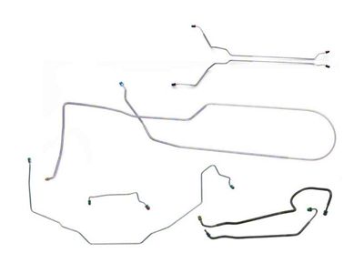 1971-1972 Pontiac GTO/ Tempest/ LeMans Convertible Manual Drum Complete Brake Line Set w/ Wheel Lines 9pc, Stainless Steel