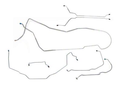 1971-1972 Pontiac GTO/ Tempest/ LeMans Hardtop Power Drum Complete Brake Line Set w/ Wheel Lines 9pc, Stainless Steel