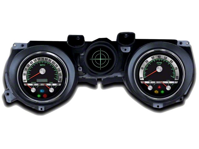 1971-1973 Mustang New Vintage USA 68 Series Gauge Kit, 3-in-1 Style Gauges with Black Faces