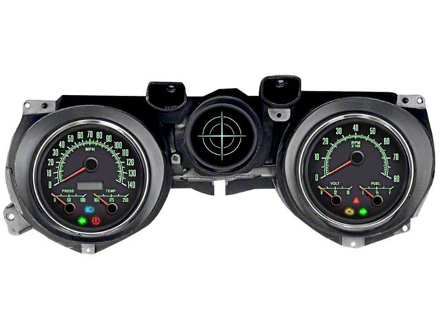 1971-1973 Mustang New Vintage USA 69 Series Gauge Kit, 3-in-1 Style Gauges with Black Faces