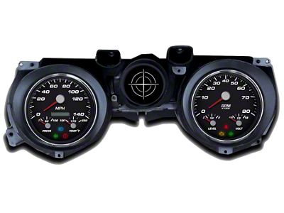 1971-1973 Mustang New Vintage USA Performance Series Gauge Kit, 3-in-1 Style Gauges with Black Faces
