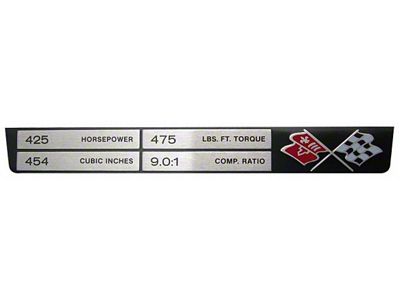 Console Specifications Plate, 454ci/425hp, 1971
