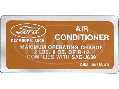 1971 Ford Thunderbird Air Conditioning Charge Decal