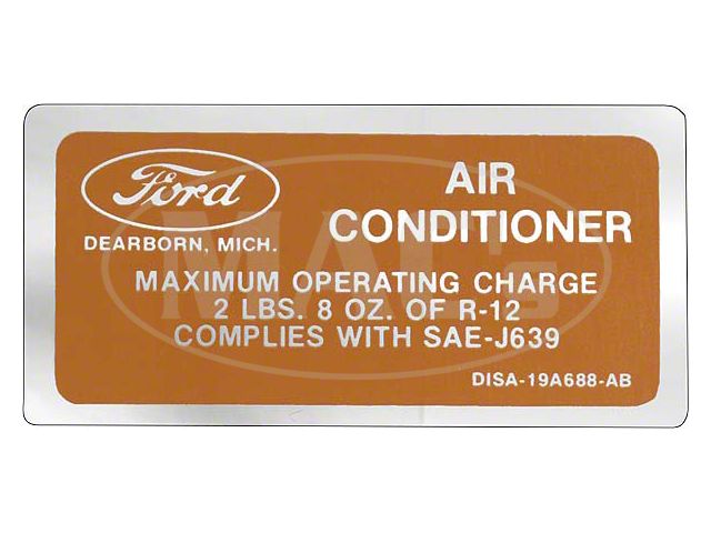 1971 Ford Thunderbird Air Conditioning Charge Decal