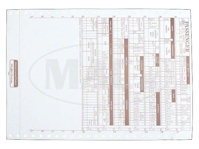 1971 Ford Thunderbird New Car Factory Build Sheet