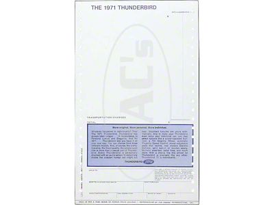 1971 Ford Thunderbird New Car Window Price Sticker