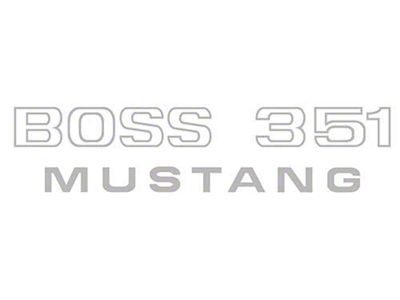 1971 Mustang Boss 351 Fender Decal, Argent Silver-Gray